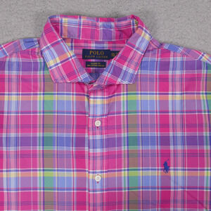 Polo Ralph Lauren Shirt Mens 2XL Classic Fit Pink Plaid Button Down Long Sleeve